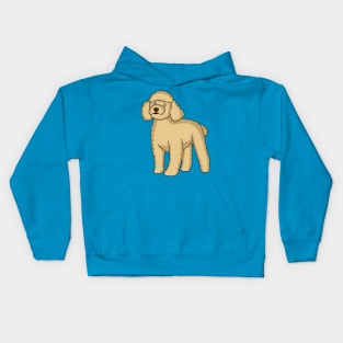 Happy brown poodle cartoon illustration Kids Hoodie